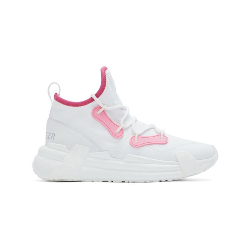 MONCLER Womens White Pull Tab Lunarove Round Toe Leather Athletic Sneakers 40.5 - Picture 3 of 3